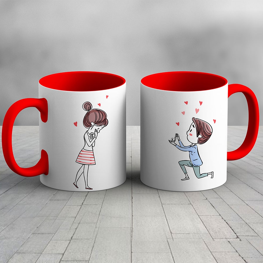 Proposed love red color handle mug