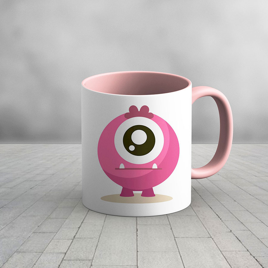 Pink Ceramic Cute monster kids mug