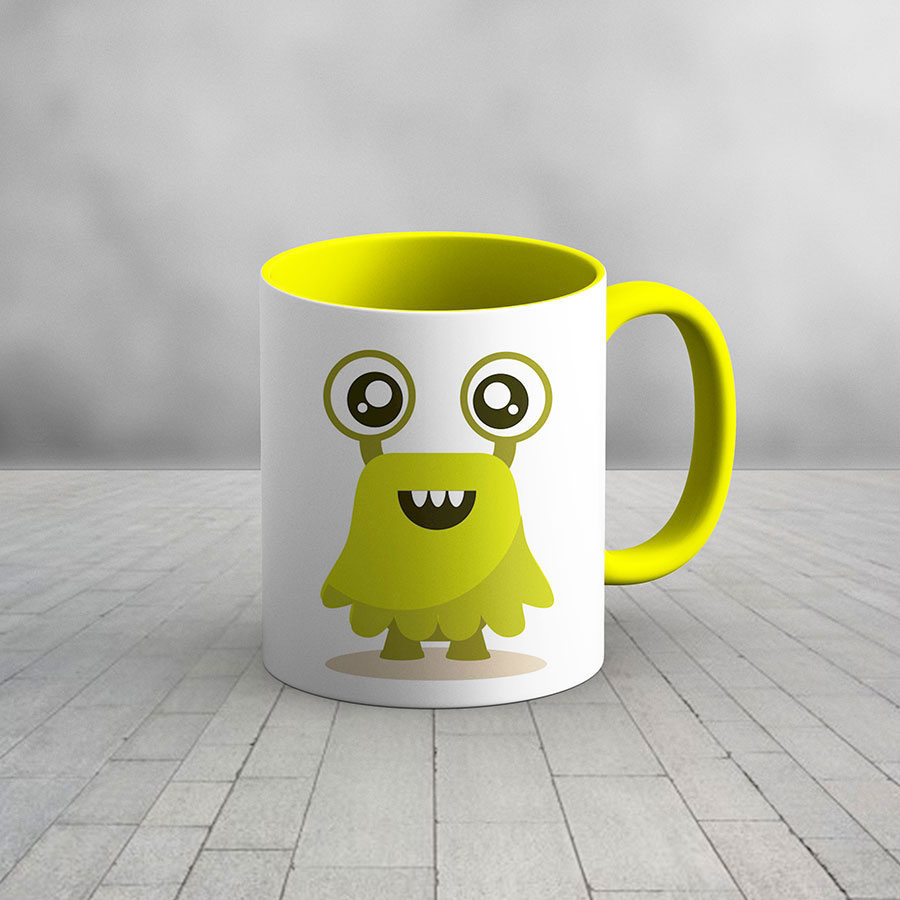 Yellow Ceramic Cute monster kids mug