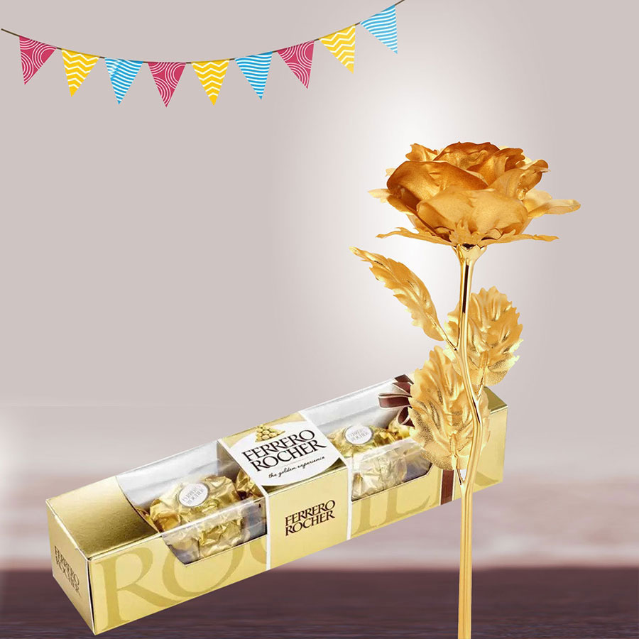 Ferrero Rocher with  Golden Rose