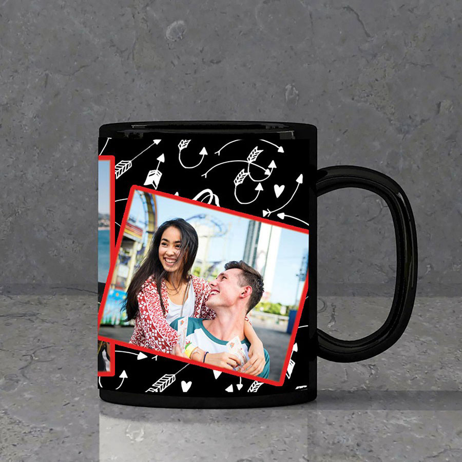 Romantic Collage Personalised Black Mug