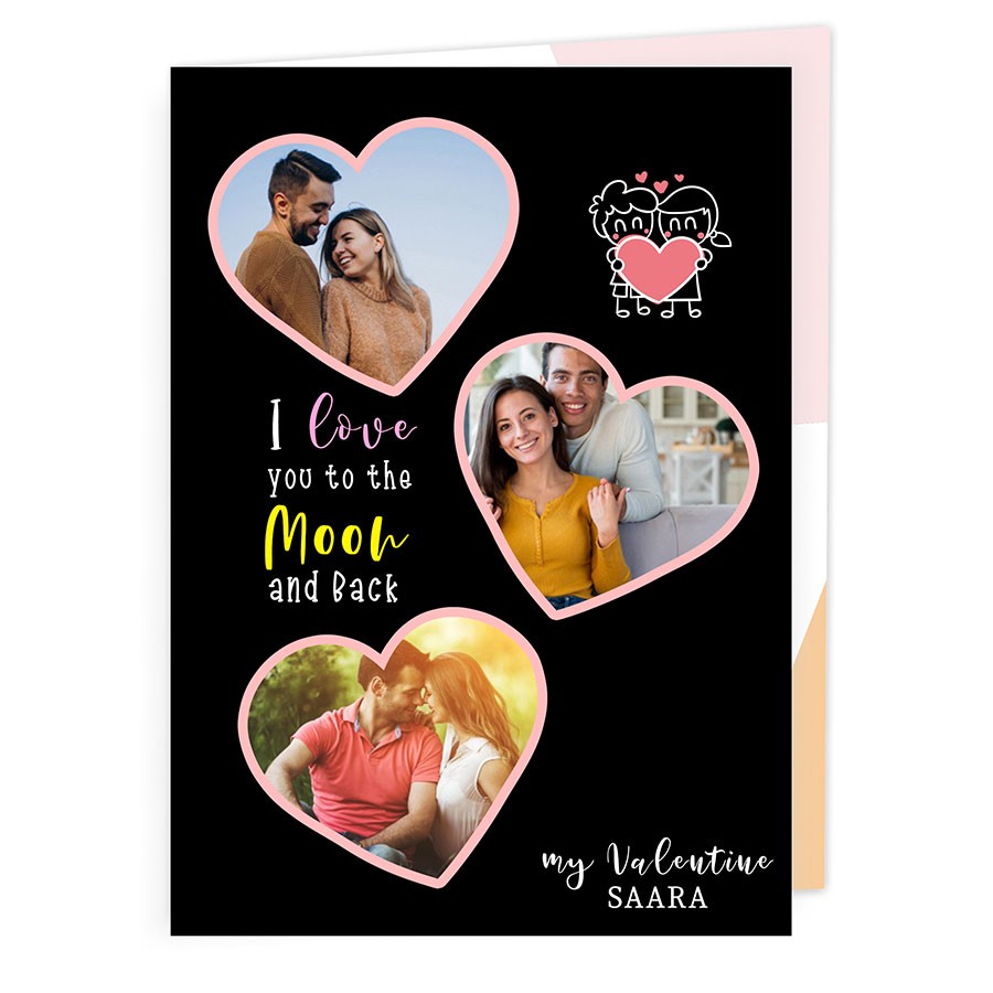 Personalised love you moon to the back Greeting Card