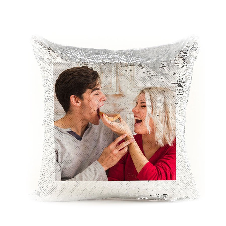 White Sequin Personalized Magic Cushion