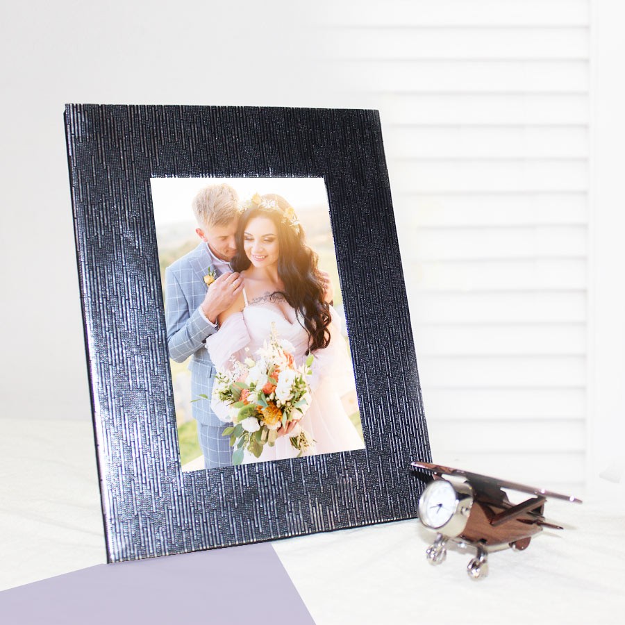 Dark Silver Designer Photo Frame Self Print Picture 