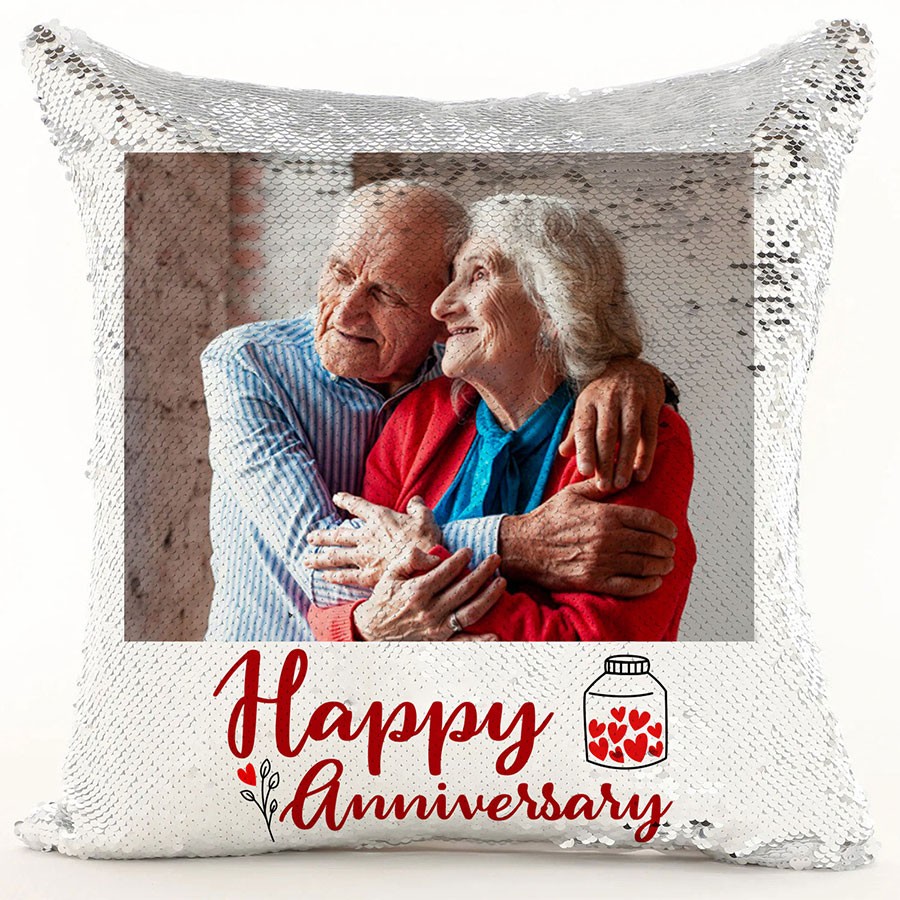 Anniversary Personalized Magic Sequin Cushion 