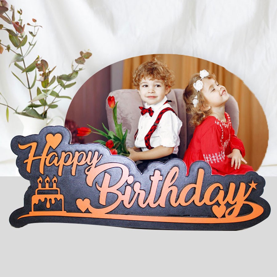 Wooden Table Frame with Message & Photo