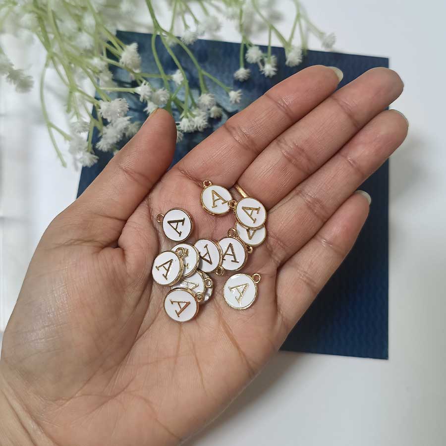 Alphabets 24K Shiny Gold Plated Letter Charm, Tiny Letter Charm, Letter Pendant, Personalized Jewelry Pack of -2