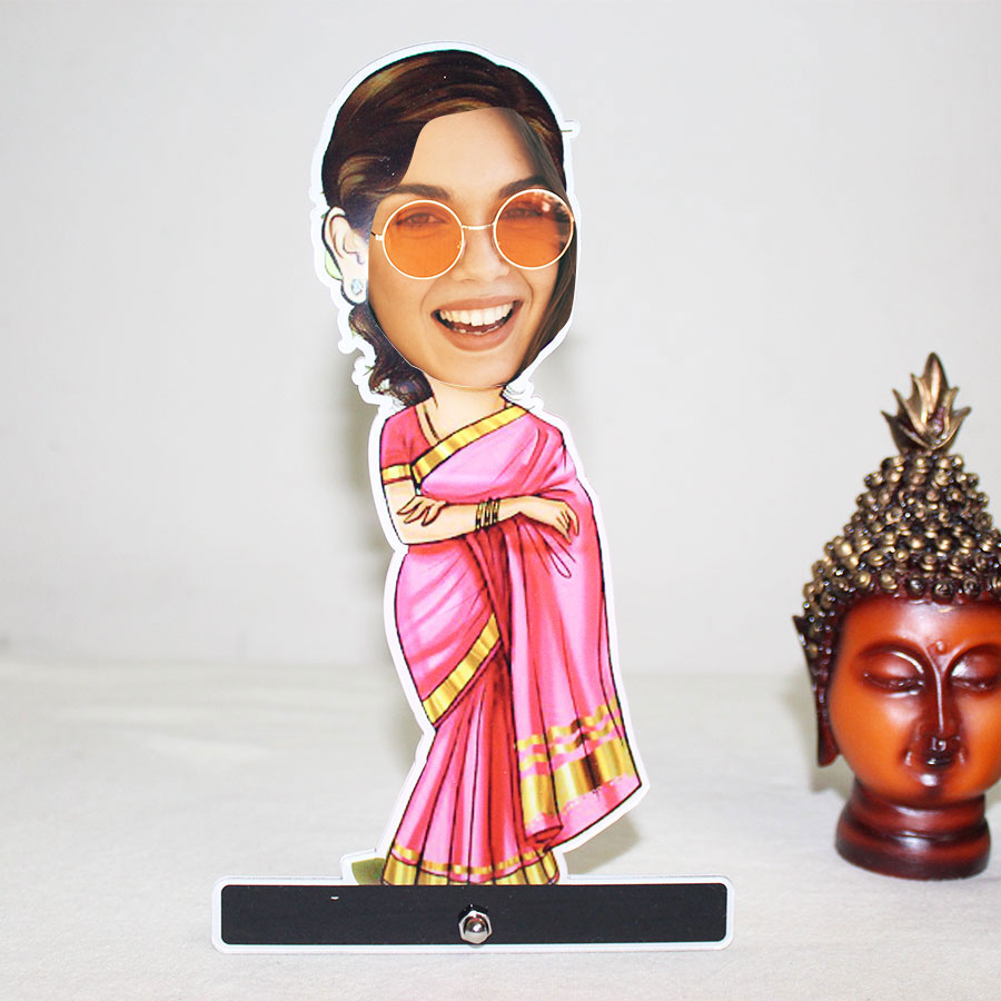 Beautiful  Lady in Saree Caricature Photo Stand 