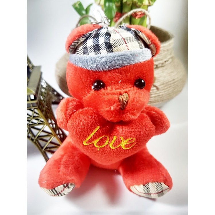 Cute red color teddy keychain