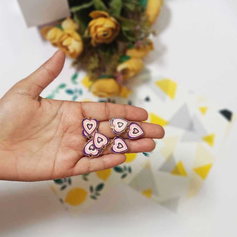 Heart Charm / Pendent / Braclet / Keychain / Gold Shiney Pack of 2
