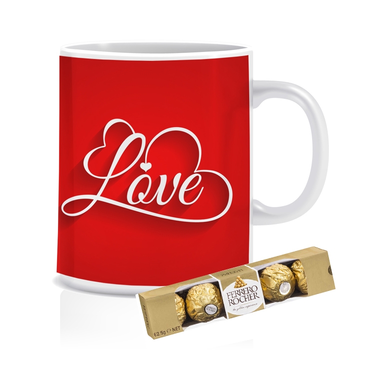 Love mug with Ferrero Rocher Chocolates